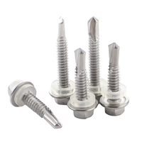 Tornillo Autoperforante de Cabeza Hexagonal de Grado Industrial, Acero al Carbono, Rosca UNF, Zincado Azul-Blanco con Arandela Integrada
