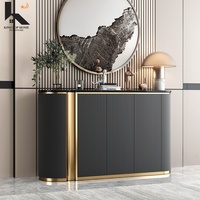 Buffet de luxe en acier inoxydable et bois, meuble de rangement moderne haut de gamme, directement de l'usine