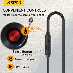 Audífonos con Cable USB C al por Mayor de Fábrica para Teléfono Inteligente, Cable de 1.2m, Audífonos Ligeros ASPOR A256 - Product Image 3