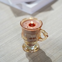 Eis Latte Duftkerzen Kaffee mit Glasbecher rauchfrei kreativ Aromatherapie Ziergegenstand Geschenk Gel Wachs Heim Schreibtisch Dekoration