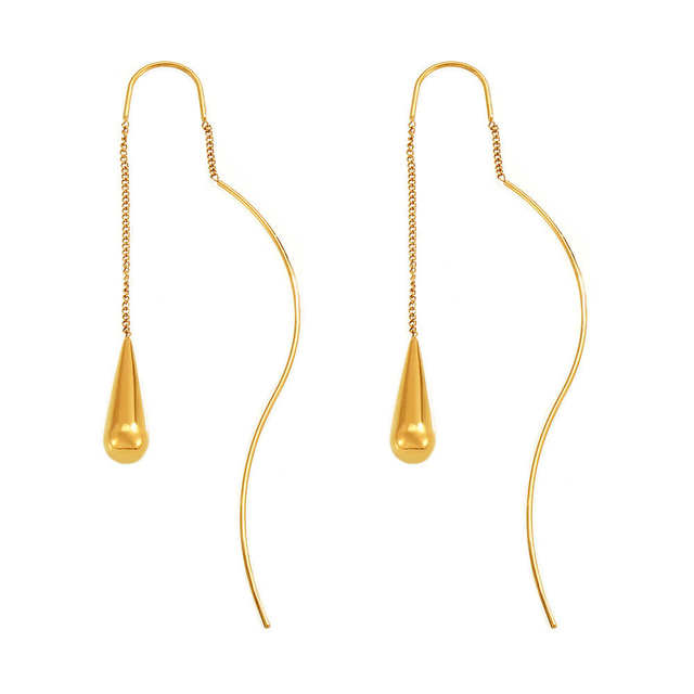 MoLin ZSZL 2026 Hot Stainless Steel Waterproof Jewelry 18k Gold Plated Niche Design Water Drop Tassel Women Earrings for