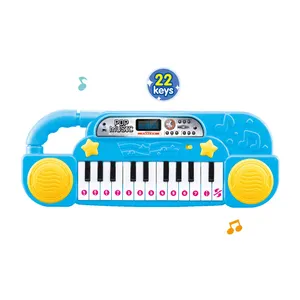 Kids blue electronic small piano 22 keys keyboard musical toys HC497142