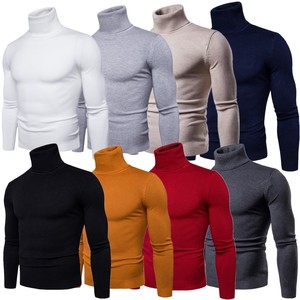 Nouveau printemps automne hommes mode tricot ras du <span class=keywords><strong>cou</strong></span> col haut manches longues couleur unie Slim Casual Tops Blouse tricot pull - Product Image 4