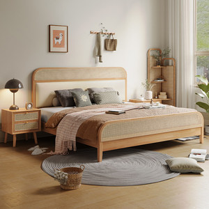 <span class=keywords><strong>Letto</strong></span> <span class=keywords><strong>Matrimoniale</strong></span>/King Size Moderno <span class=keywords><strong>in</strong></span> Stile Nordico con Testiera <span class=keywords><strong>in</strong></span> Rattan e Struttura <span class=keywords><strong>in</strong></span> <span class=keywords><strong>Legno</strong></span> Massello, Arredamento Camera da <span class=keywords><strong>Letto</strong></span> <span class=keywords><strong>in</strong></span> <span class=keywords><strong>Legno</strong></span> di Gomma - Product Image 6