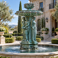 Fontaine sculpturale classique en bronze, finition antique laiton cuivre, élément aquatique personnalisé pour villa, cour, hôtel, place publique, jardin