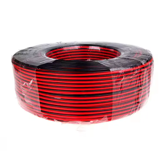 Red Black Audio Speaker Cable PVC Insulation Twin Flat Ribbon Cable 12/14/16AWG 2*1.5mm/2.5mm Stranded Copper/CCA Wire for Dubai