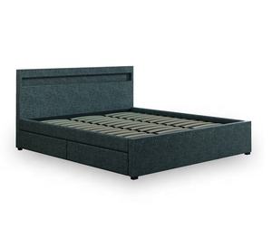 New King Size 4 <strong>Drawer</strong> Storage <strong>Bed</strong> Frame Grey Fabric <strong>Bed</strong> <strong>Base</strong> <strong>with</strong> Led Headboard - Product Image 3