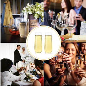 Verres à boire de 9 oz, compatibles lave-vaisselle, verres à vin en polycarbonate, flûtes à <span class=keywords><strong>champagne</strong></span> sans pied en plastique pour mariage - Product Image 4