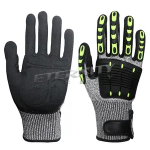 Latex nitrile sandy finish mechanics HPPE safety equipment canadian rigger Guantes De Impacto strong cut level 5 gloves
