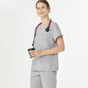 Micro Stretch Nursing Uniforms Scrubs Medical Workwear Hospital Doctors Nurses Women Men Cotton Linen Clinical Sanitary Outfits