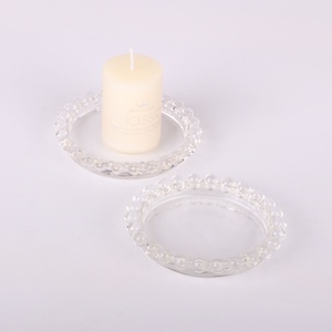 Petite assiette transparente en métal pour bougie parfumée, plateau en verre, porte-thé, porte-bougie en verre avec support en métal pour la cire - Product Image 2