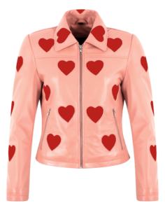 Chaqueta de Mujer Personalizada 100% Cuero Nappa Rosa Bebé Genuino con Detalle de Corazón, Marca Privada OEM/ODM, Venta al Por Mayor, Moda Exclusiva - Product Image 1