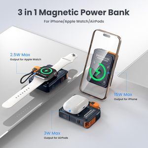 <span class=keywords><strong>Batterie</strong></span> externe 10000mAh 5-en-1, chargeur magnétique portable, prise murale intégrée, <span class=keywords><strong>batterie</strong></span> externe sans fil, lithium polymère 22.5W Type-C - Product Image 2