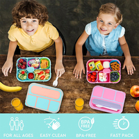 Lonchera Bento Azul Pastel, Lonchera Bento para Adultos, Contenedores de Almuerzo para Niños y Estudiantes, Lonchera de 1300 ml con 4 Compartimentos