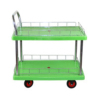 Carretilla de Plataforma de Dos Niveles Desmontable de Alta Calidad, Verde, Carretilla de Una Mano, Capacidad de Carga de 300 kg, 60*90 cm
