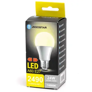 Ampoule LED A60 E27 24W 4000K, lumière neutre ; idéale pour l'éclairage général dans les foyers et les bureaux. - Product Image 1