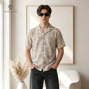 Camisa de Cuello Cubano para <span class=keywords><strong>Hombre</strong></span>, Tejida a Mano, con Estampado de Sublimación, ODM, 185 g/m², 30% Mezcla de Algodón, Transpirable, para Vacaciones de Verano - Product Image 1