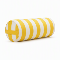 Coussin d'extérieur à bords rayés jaune et blanc, avec fermeture éclair dissimulée, poignée de transport, haute résilience, anti-affaissement