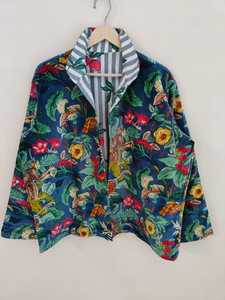 Chaqueta Bomber Reversible de Terciopelo con Estampado de Mono Azul Marino, Transpirable y Ecológica, para Mujer - Product Image 4