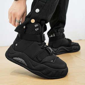 Nouvelles Bottes Montantes <span class=keywords><strong>Homme</strong></span> Style Punk 2026 – Chaussures Respirantes Inspirées des Motards avec Lacets pour l'Extérieur - Product Image 5