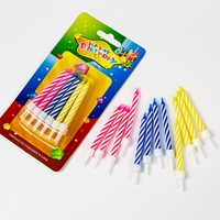 Bougies d'anniversaire en spirale rayées arc-en-ciel, combustion propre sans fumée, lot de 12 bougies d'anniversaire pour fête d'enfants, directement de l'usine