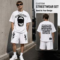 Ensemble décontracté 2 pièces pour homme : short et t-shirt en coton délavé écologique à imprimé graphique, coupe régulière