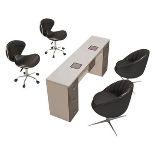 Ensemble de bureau et chaise de manucure de luxe — Table en marbre avec dépoussiéreur intégré - Product Image 4