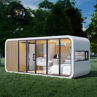 Villa Bungalow Préfabriquée Portable à Installation Rapide avec Fenêtre en Verre, Style Tendance, pour Glamping, Chambre Airbnb avec Salle de Bain