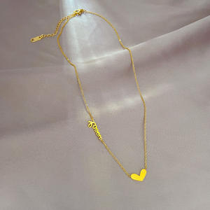 Collar de corazón de acero inoxidable XL231, regalo del Día de San Valentín, collar de cadena de doble capa chapado en oro de 18K, colgante, joyería para mujer - Product Image 3