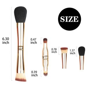 Set <span class=keywords><strong>de</strong></span> Brochas <span class=keywords><strong>de</strong></span> Maquillaje 4 en 1, Tamaño Viaje, Todo en Uno, Brochas para Base, Ojos y Abanico, con Pelo Sintético Angular y Logotipo Personalizado para Rostro - Product Image 5