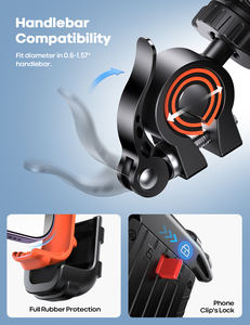 Support de téléphone portable pour vélo Lamicall BM02, mains libres, réglable, support de téléphone pour scooter, antidérapant, <span class=keywords><strong>pince</strong></span> pour guidon de vélo, 4,7-6,8 pouces - Product Image 5