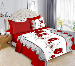Hot Selling 6pcs Bedding Set Retail Floral Print Cotton Touch Fitted <strong>Sheet</strong> <strong>king</strong> <strong>Size</strong> Bed <strong>Sheet</strong> with Pillowcase 6 Pieces - Product Image 3