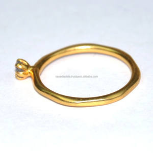 Bague en argent sterling 925 Bague en pierres précieuses Forme ronde Bague à la mode plaquée or classique pour cadeau, fête, fiançailles et mariage - Product Image 2