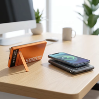 Batterie externe magnétique sans fil 5000 mAh avec affichage numérique et support, sortie Type-C, pour usage quotidien (téléphone + écouteurs + montre)