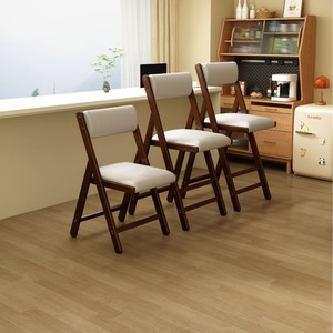 Nordic style foldable <b>bamboo</b> solid wood dining chair, simple dormitory leisure office computer chair, balcony comfortable <b>stool</b> - Product Image 1