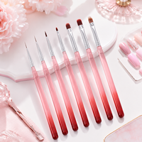 Lot de 7 pinceaux flexibles en nylon PBT pour nail art, outils de manucure pour extension de gel UV, usage professionnel en salon