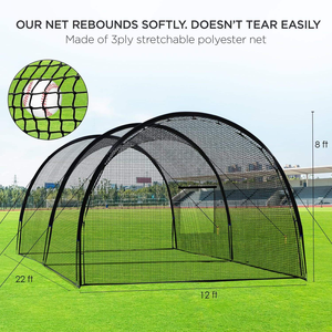 Filet de frappe et machine à lancer de baseball/softball portable de haute qualité avec tige en fibre de verre et <span class=keywords><strong>cage</strong></span> de baseball en PE extensible - Product Image 2