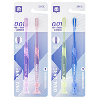 Cepillo de Dientes Mini con Mango de Cristal y Ventosa Inferior de Nuevo Diseño, Cabezal de Cepillo Pequeño para Dientes Sensibles y Ortodoncia