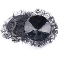 SacKnove-pegatina de Gel de sílice para pechos, lazo negro de encaje 51031, pegatinas redondas para evitar el rocío, cubierta sexy para pezón de silicona