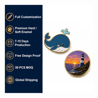 Lot de 50 badges émaillés mignons en forme de baleine avec effet de pulvérisation d'eau pour sac à dos, veste, décoration ou cadeau
