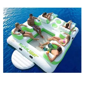 Materassino Gonfiabile Mare per 6 Persone Divano Gonfiabile per Lago e Fiume Lounge Galleggiante per Acqua Isola Gonfiabile per Piscina - Product Image 1