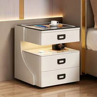 Table de chevet intelligente haut de gamme avec coffre-fort, table de chevet design en bois, table de chevet moderne multifonctionnelle