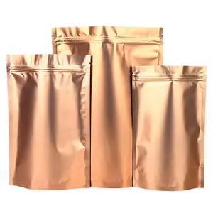 Fabrika doğrudan satış Mylar Stand Up plastik Zip kilit paketi çantası altın renkli alüminyum lamine folyo paketi torbalar