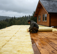 Rouleau de laine de verre INSULWOOL 25-200mm 24/32/64kg Certifié KTS Coréen pour la préservation thermique des maisons conteneurs Taille personnalisée