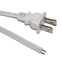 1.8M 18AWG Cordon d'alimentation blanc avec interrupteur Cordon de lampe avec interrupteur Câble de prise mâle à 2 broches