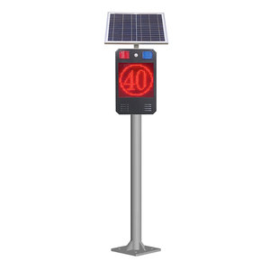 Señal de Advertencia Inteligente de Cruce Peatonal con Energía Solar, LED Rojo y Azul, Placa de Acero Laminado en Frío de 12V 50W - Product Image 1