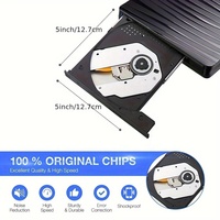 Unidad Óptica Portátil USB 3.0 + Tipo C, Grabadora de CD RW, Reproductor de DVD, Grabadora de DVD Externa, Grabadora Óptica para Macbook, Laptop, PC