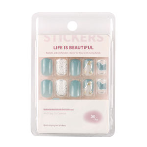 ชุดเล็บปลอมพร้อมกาว คุณภาพระดับร้านทำเล็บ วัสดุ ABS <span class=keywords><strong>แบบ</strong></span>เต็มเล็บ <span class=keywords><strong>ลาย</strong></span>สี่เหลี่ยม สติ๊กเกอร์เจลลี่ <span class=keywords><strong>ลาย</strong></span>สำเร็จรูป ปลายเล็บยาว/กลาง - Product Image 1