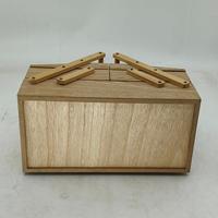 Boîte à couture extensible-Boîte en bois pour couturière pour le stockage des bobines de fil-Boîte de rangement pour kit de couture avec poignée-Panier à coudre en bois