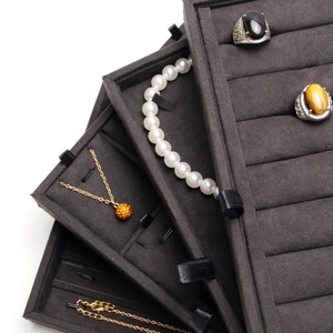 Ring Necklace <b>Earring</b> <b>Box</b> Separation Multifunctional Jewelry <b>Box</b> Packaging Cardboard Pu Leather Custom logo - Product Image 3